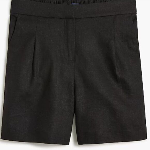 J. Crew Factory Elastic-back linen-blend pleated short in black NWT - Picture 7 of 14